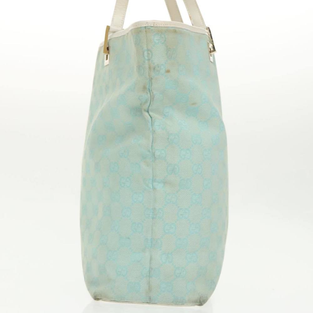 GUCCI GG Canvas Tote Bag Light Blue Gold 002 1098 Auth 99662 - Picture 4 of 16